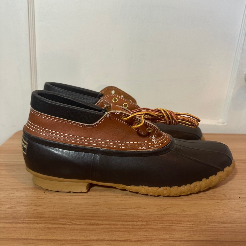 L.L. Bean Bean Boots Brown Tan Rubber Leather Duck Boots 13